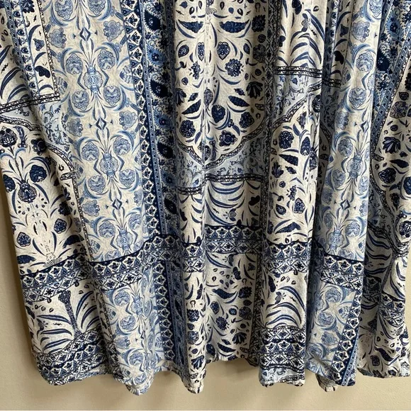 Old Navy Blue Paisley Print Waist-Defined Smocked Midi Dress Size XL Petite - Picture 13 of 15